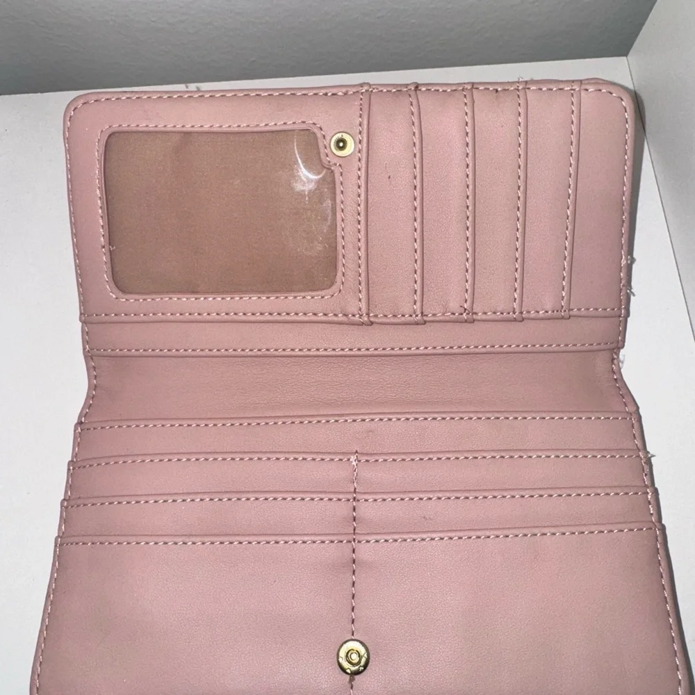 Pink Quilted Wallet with Gold Mickey Accent